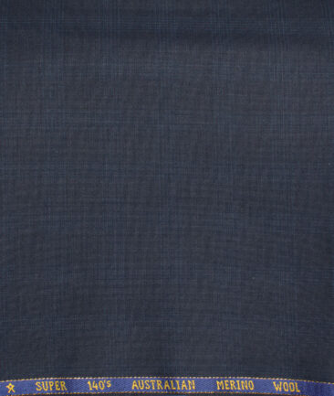 J.Hampstead  60% Merino Wool Super 140's Checks  Unstitched  Trouser Fabric (Dark Blue)