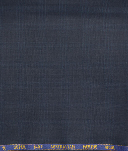 J.Hampstead  60% Merino Wool Super 140's Checks  Unstitched  Trouser Fabric (Dark Blue)