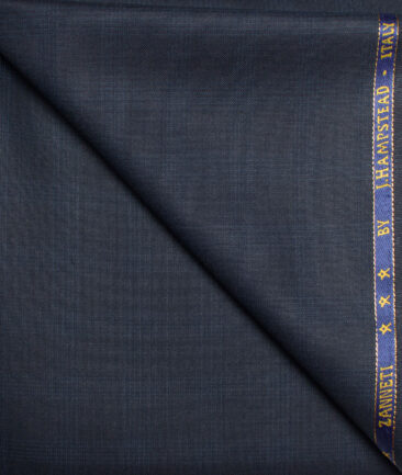 J.Hampstead  60% Merino Wool Super 140's Checks  Unstitched  Trouser Fabric (Dark Blue)