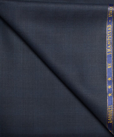 J.Hampstead  60% Merino Wool Super 140's Checks  Unstitched  Trouser Fabric (Dark Blue)