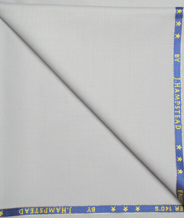 J.Hampstead  60% Merino Wool Super 140's Solids  Unstitched  Trouser Fabric (Light Grey)