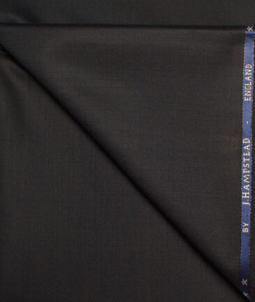 J.Hampstead  60% Merino Wool Super 140's Solids  Unstitched  Trouser Fabric (Black)