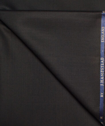J.Hampstead  60% Merino Wool Super 140's Solids  Unstitched  Trouser Fabric (Black)