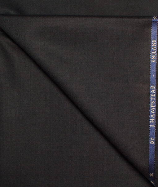 J.Hampstead  60% Merino Wool Super 140's Solids  Unstitched  Trouser Fabric (Black)