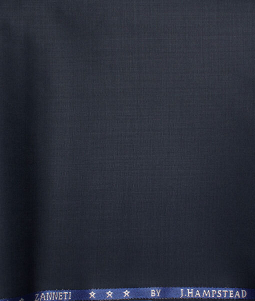 J.Hampstead  60% Merino Wool Super 120's Solids  Unstitched  Trouser Fabric (Dark Blue)