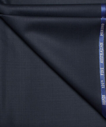 J.Hampstead  60% Merino Wool Super 120's Solids  Unstitched  Trouser Fabric (Dark Blue)