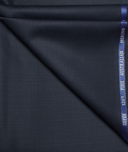 J.Hampstead  60% Merino Wool Super 120's Solids  Unstitched  Trouser Fabric (Dark Blue)