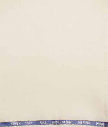 J.Hampstead  60% Merino Wool Super 120's Solids  Unstitched  Trouser Fabric (Cream)