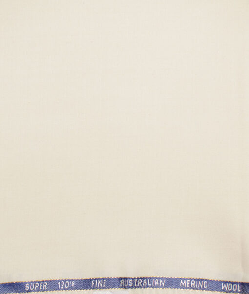 J.Hampstead  60% Merino Wool Super 120's Solids  Unstitched  Trouser Fabric (Cream)