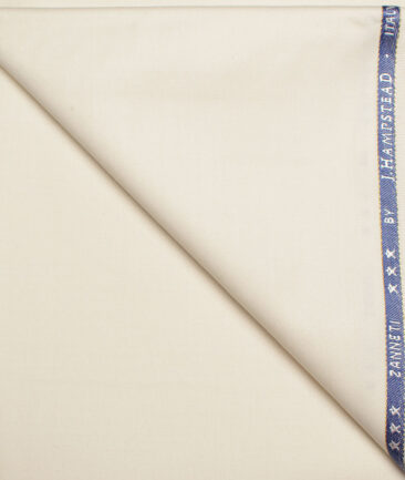 J.Hampstead  60% Merino Wool Super 120's Solids  Unstitched  Trouser Fabric (Cream)
