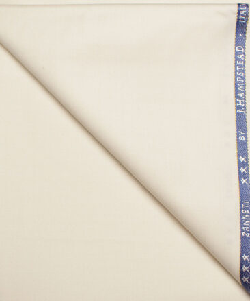 J.Hampstead  60% Merino Wool Super 120's Solids  Unstitched  Trouser Fabric (Cream)