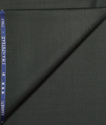 J.Hampstead  60% Merino Wool Super 120's Solids  Unstitched  Trouser Fabric (Dark Green)