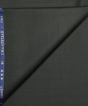 J.Hampstead  60% Merino Wool Super 120's Solids  Unstitched  Trouser Fabric (Dark Green)