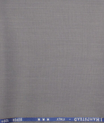J.Hampstead  60% Merino Wool Super 120's Solids  Unstitched  Trouser Fabric (Silver Grey)
