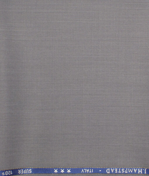J.Hampstead  60% Merino Wool Super 120's Solids  Unstitched  Trouser Fabric (Silver Grey)