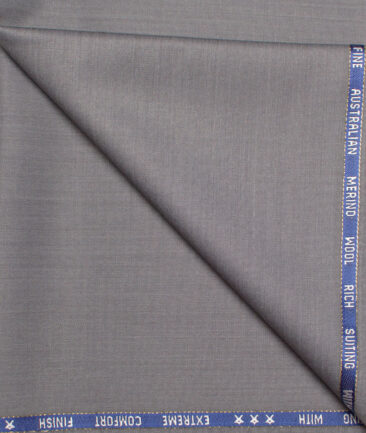J.Hampstead  60% Merino Wool Super 120's Solids  Unstitched  Trouser Fabric (Silver Grey)