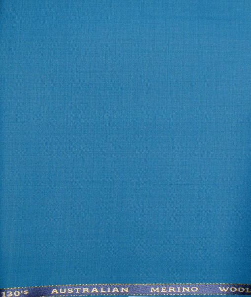 J.Hampstead  60% Merino Wool Super 130's Solids  Unstitched  Trouser Fabric (Pacific Blue)