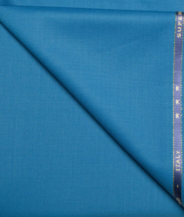 J.Hampstead  60% Merino Wool Super 130's Solids  Unstitched  Trouser Fabric (Pacific Blue)