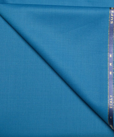J.Hampstead  60% Merino Wool Super 130's Solids  Unstitched  Trouser Fabric (Pacific Blue)