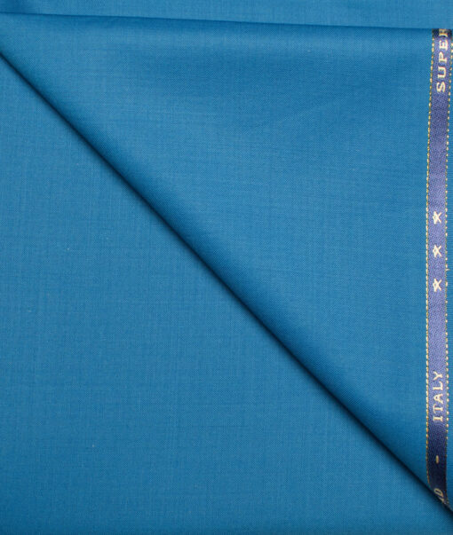 J.Hampstead  60% Merino Wool Super 130's Solids  Unstitched  Trouser Fabric (Pacific Blue)