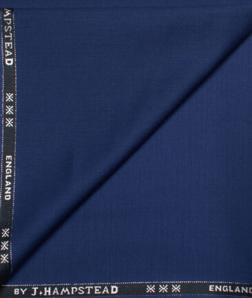J.Hampstead  60% Merino Wool Super 130's Solids  Unstitched  Trouser Fabric (Dark Royal Blue)