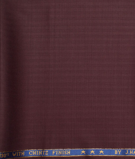 J.Hampstead  60% Merino Wool Super 130's Self Design  Unstitched  Trouser Fabric (Dark Wine)
