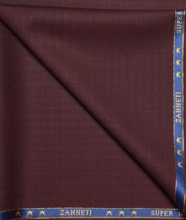 J.Hampstead  60% Merino Wool Super 130's Self Design  Unstitched  Trouser Fabric (Dark Wine)