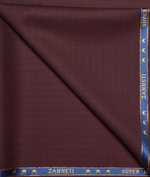 J.Hampstead  60% Merino Wool Super 130's Self Design  Unstitched  Trouser Fabric (Dark Wine)
