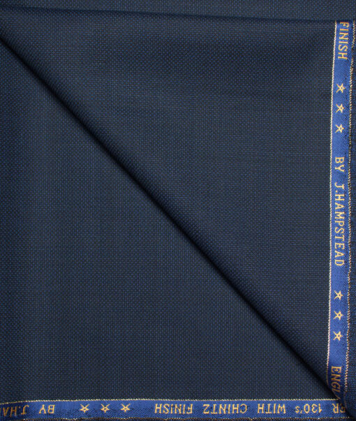 J.Hampstead  60% Merino Wool Super 130's Structured  Unstitched  Trouser Fabric (Dark Blue)