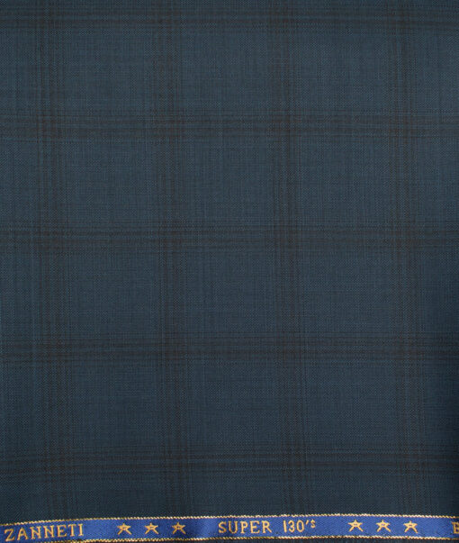 J.Hampstead  60% Merino Wool Super 130's Checks  Unstitched  Trouser Fabric (Dark Sea Green)