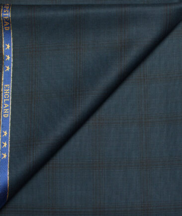 J.Hampstead  60% Merino Wool Super 130's Checks  Unstitched  Trouser Fabric (Dark Sea Green)