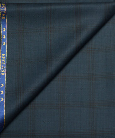 J.Hampstead  60% Merino Wool Super 130's Checks  Unstitched  Trouser Fabric (Dark Sea Green)