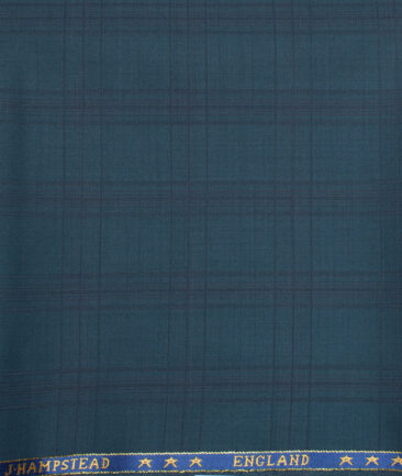 J.Hampstead  60% Merino Wool Super 130's Checks  Unstitched  Trouser Fabric (Dark Sea Green)