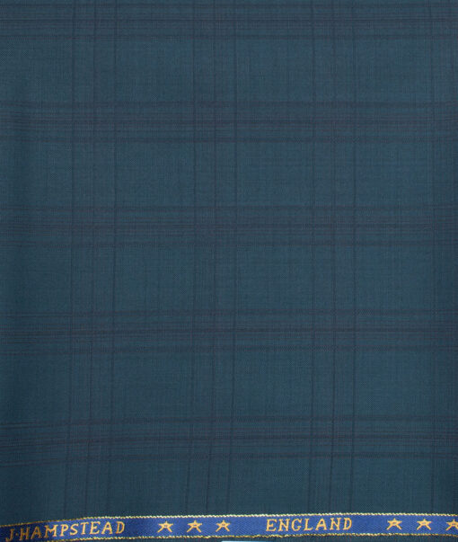 J.Hampstead  60% Merino Wool Super 130's Checks  Unstitched  Trouser Fabric (Dark Sea Green)