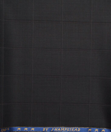 J.Hampstead  60% Merino Wool Super 130's Checks  Unstitched  Trouser Fabric (Black)