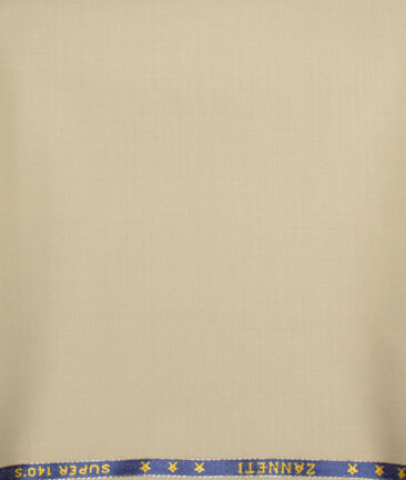 J.Hampstead  60% Merino Wool Super 140's Solids  Unstitched  Trouser Fabric (Beige)