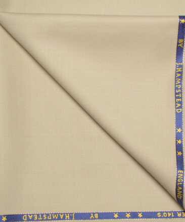 J.Hampstead  60% Merino Wool Super 140's Solids  Unstitched  Trouser Fabric (Beige)