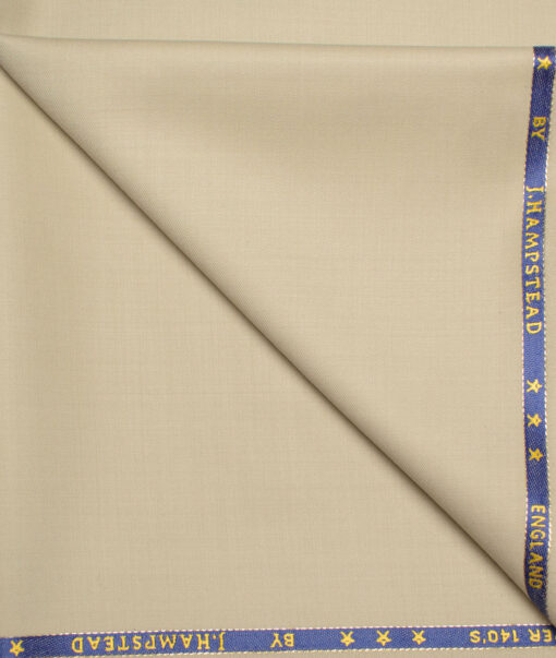 J.Hampstead  60% Merino Wool Super 140's Solids  Unstitched  Trouser Fabric (Beige)