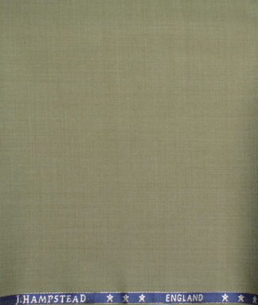 J.Hampstead  60% Merino Wool Super 140's Solids  Unstitched  Trouser Fabric (Olive Green)