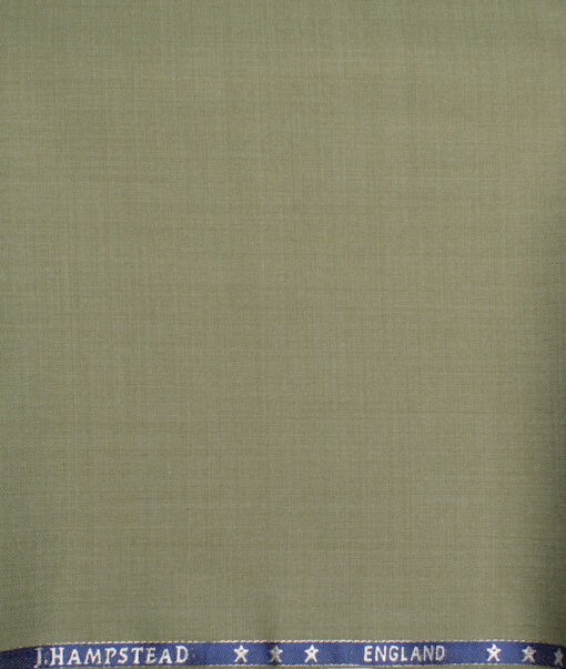 J.Hampstead  60% Merino Wool Super 140's Solids  Unstitched  Trouser Fabric (Olive Green)