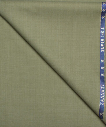 J.Hampstead  60% Merino Wool Super 140's Solids  Unstitched  Trouser Fabric (Olive Green)