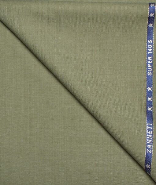 J.Hampstead  60% Merino Wool Super 140's Solids  Unstitched  Trouser Fabric (Olive Green)