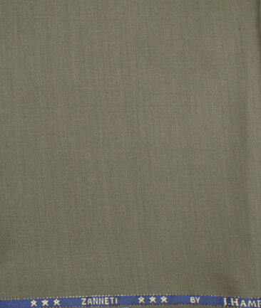 J.Hampstead  60% Merino Wool Super 140's Solids  Unstitched  Trouser Fabric (Granite Green)