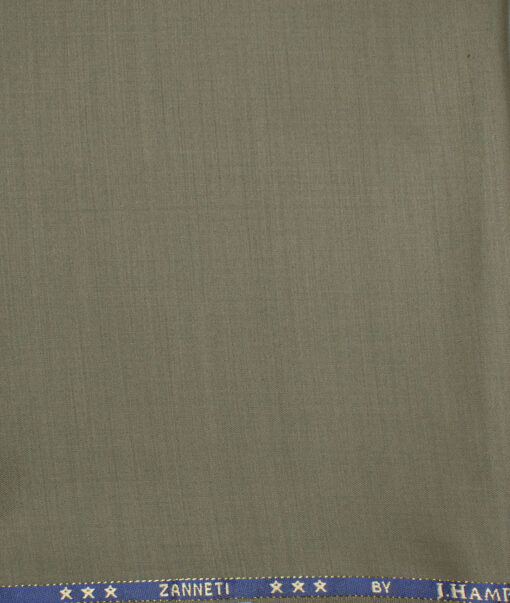 J.Hampstead  60% Merino Wool Super 140's Solids  Unstitched  Trouser Fabric (Granite Green)
