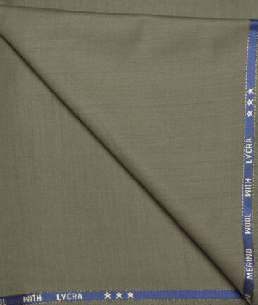 J.Hampstead  60% Merino Wool Super 140's Solids  Unstitched  Trouser Fabric (Granite Green)
