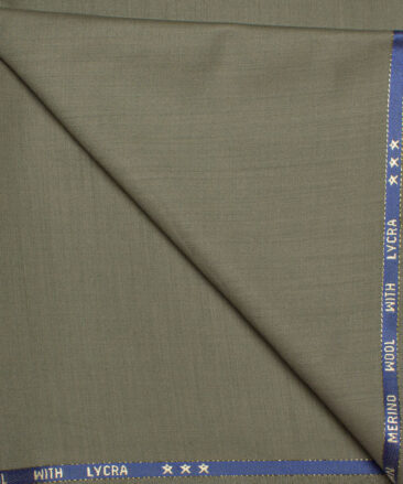 J.Hampstead  60% Merino Wool Super 140's Solids  Unstitched  Trouser Fabric (Granite Green)