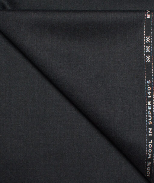 J.Hampstead  100% Merino Wool Super 140's Self Design  Unstitched  Trouser Fabric (Worsted Black)