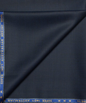 J.Hampstead  60% Merino Wool Super 140's Solids  Unstitched  Trouser Fabric (Dark Royal Blue)