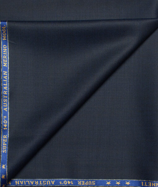 J.Hampstead  60% Merino Wool Super 140's Solids  Unstitched  Trouser Fabric (Dark Royal Blue)