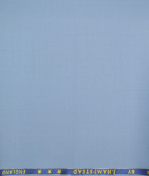 J.Hampstead  60% Merino Wool Super 140's Solids  Unstitched  Trouser Fabric (Blue Angel)